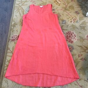J. Jill Love Linen High-Low Sleeveless Midi Dress – Size Medium – Coral – GUC